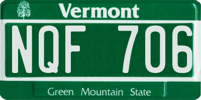 VT license plate NQF706