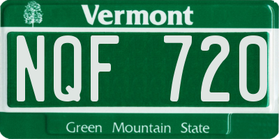 VT license plate NQF720