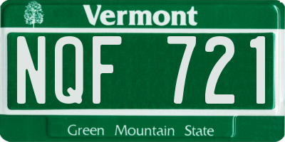 VT license plate NQF721