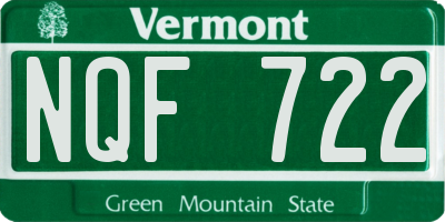 VT license plate NQF722