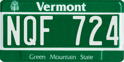 VT license plate NQF724