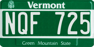 VT license plate NQF725