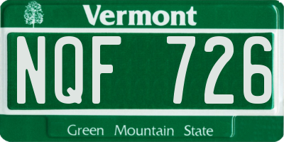 VT license plate NQF726