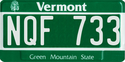 VT license plate NQF733