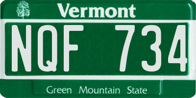 VT license plate NQF734