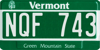 VT license plate NQF743