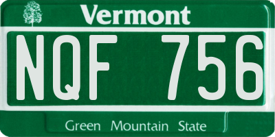 VT license plate NQF756