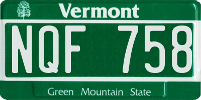 VT license plate NQF758
