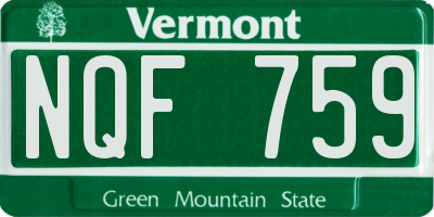 VT license plate NQF759