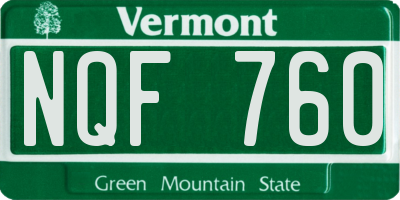 VT license plate NQF760