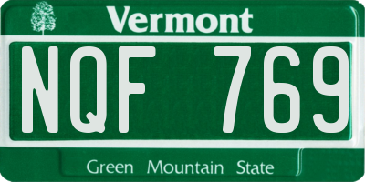 VT license plate NQF769