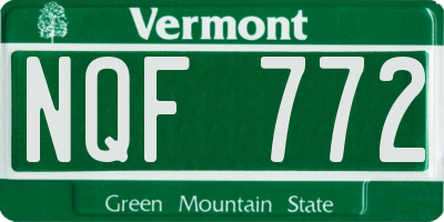 VT license plate NQF772