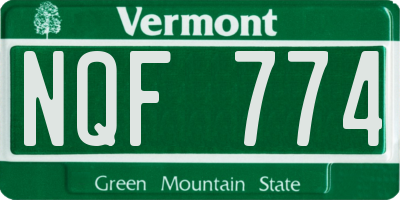 VT license plate NQF774
