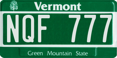VT license plate NQF777
