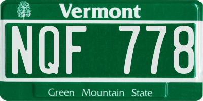 VT license plate NQF778