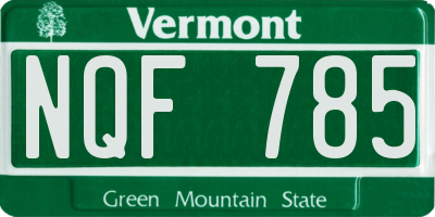 VT license plate NQF785