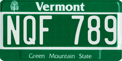 VT license plate NQF789