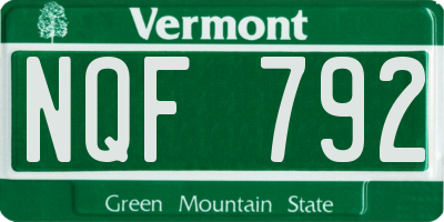 VT license plate NQF792