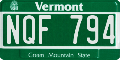 VT license plate NQF794