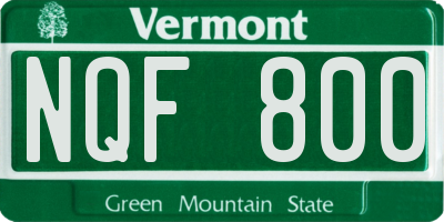 VT license plate NQF800