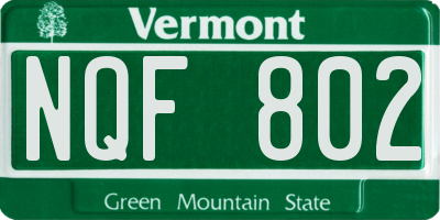 VT license plate NQF802