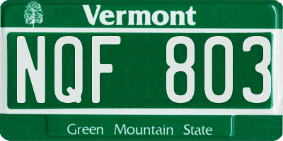 VT license plate NQF803