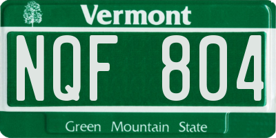 VT license plate NQF804