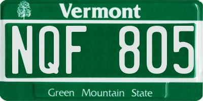 VT license plate NQF805