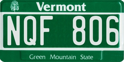 VT license plate NQF806