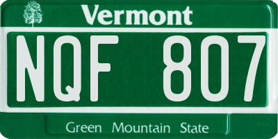 VT license plate NQF807