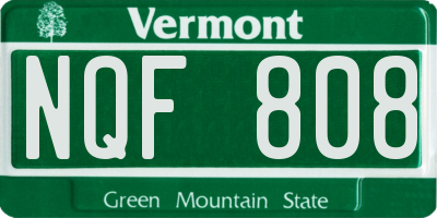 VT license plate NQF808