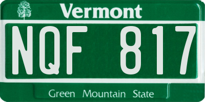 VT license plate NQF817
