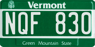 VT license plate NQF830