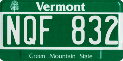 VT license plate NQF832