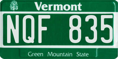 VT license plate NQF835