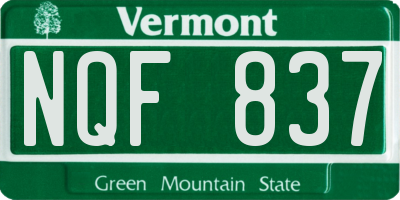 VT license plate NQF837