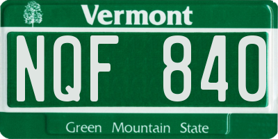 VT license plate NQF840