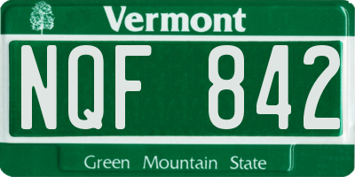 VT license plate NQF842