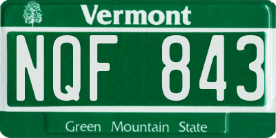 VT license plate NQF843