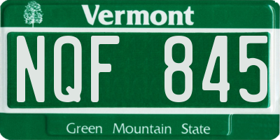 VT license plate NQF845