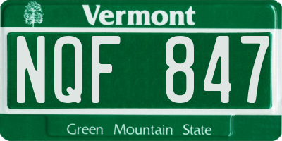 VT license plate NQF847