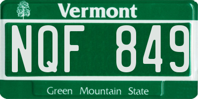 VT license plate NQF849