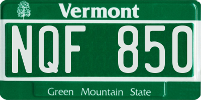 VT license plate NQF850