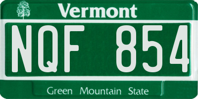 VT license plate NQF854