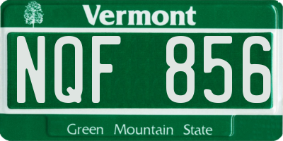 VT license plate NQF856