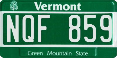 VT license plate NQF859