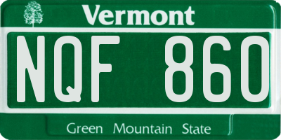 VT license plate NQF860