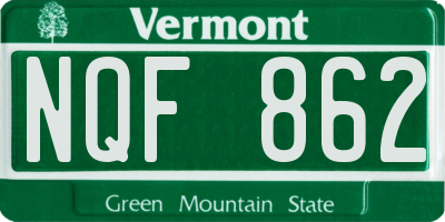 VT license plate NQF862