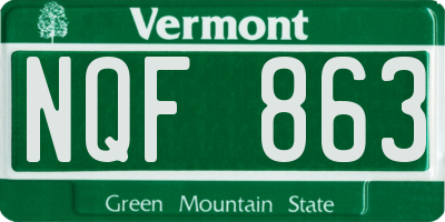 VT license plate NQF863