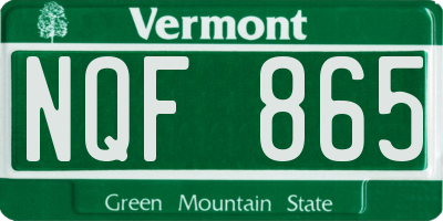 VT license plate NQF865